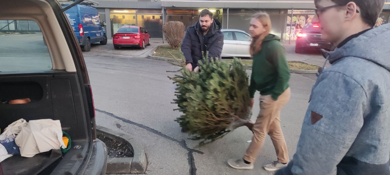 Weihnachtsbaumtransportvorgang